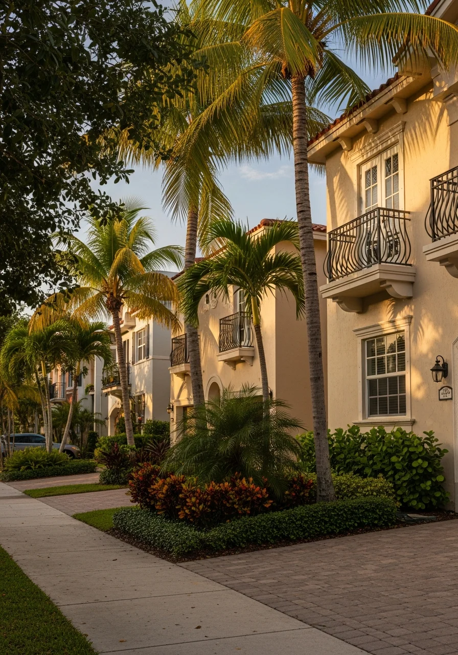 South Florida residential community with mix of property types and subtropical vegetation.